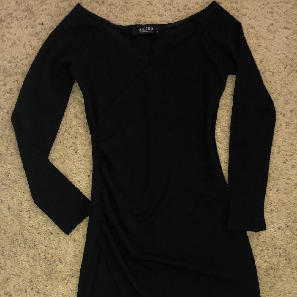 Akira Black LBD Tulip Midi Dress Size Small - Like New - Picture 4 of 8